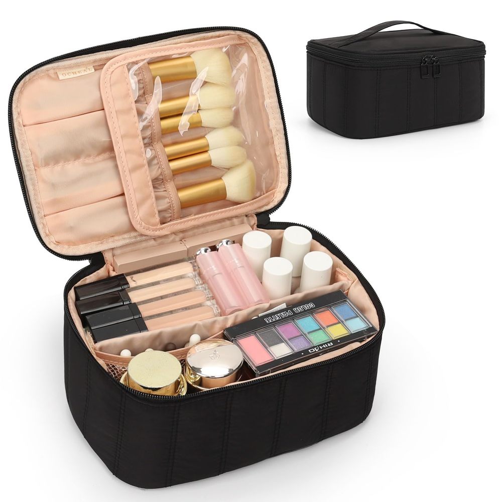 Black Makeup Bag - Portable And Spacious Cosmetic Organizer For Women's Travel🐹